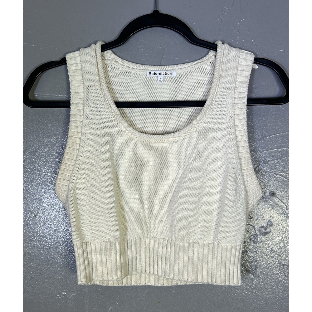 Reformation Norma Cotton Sweater Tank Cream Color S Organically Grown Cotton